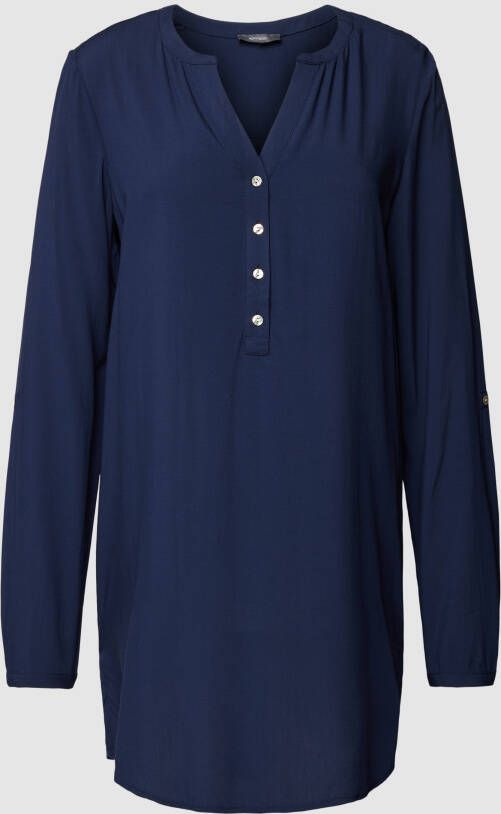 Montego Lange blouse van pure viscose met korte knoopsluiting model 'Uni'