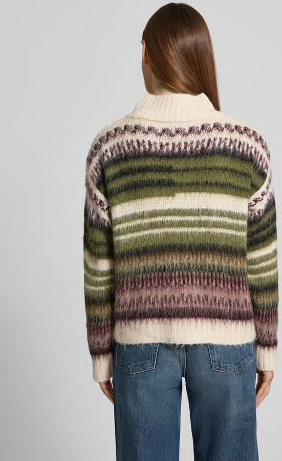 MORE & MORE Blouse met streepmotief en opstaande kraag