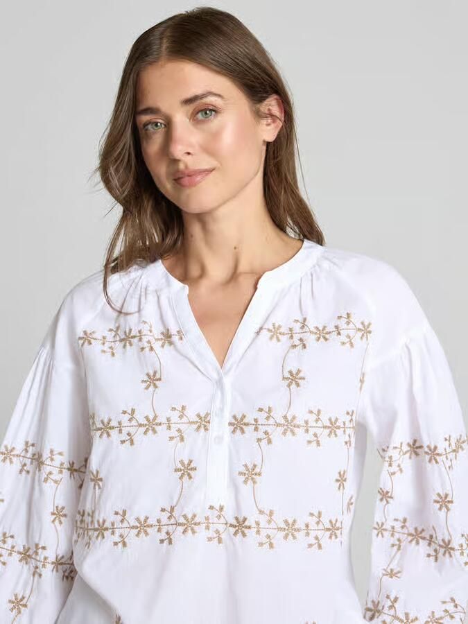 MORE & MORE Blouse met tuniekkraag en korte knoopsluiting