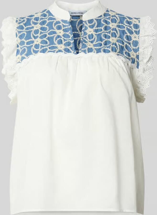 MORE & MORE Blousetop met stitchings en V-hals - Foto 2