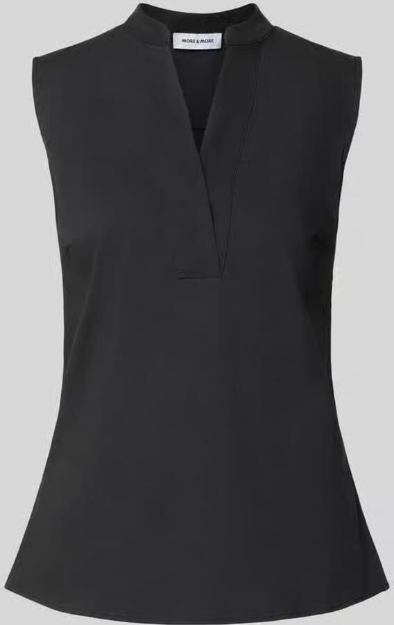 MORE & MORE Blousetop van katoenmix met V-hals