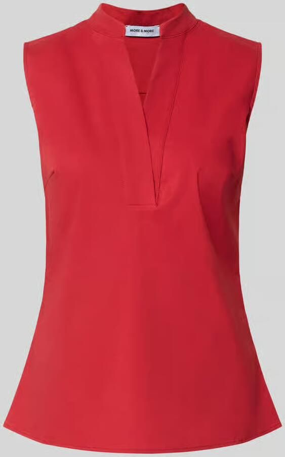 MORE & MORE Blousetop van katoenmix met V-hals