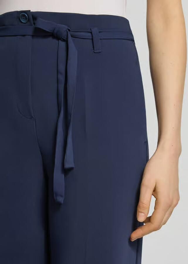 MORE & MORE Broek met strikceintuur en vouwplooien