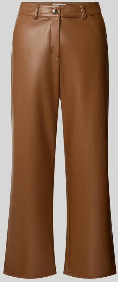MORE & MORE Flared fit stoffen broek in leerlook