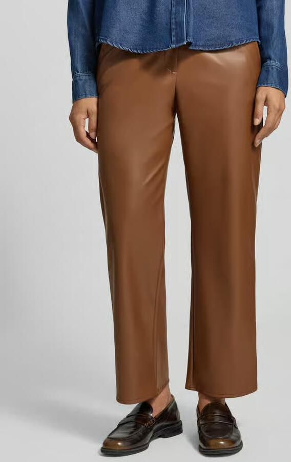 MORE & MORE Flared fit stoffen broek in leerlook - Foto 2