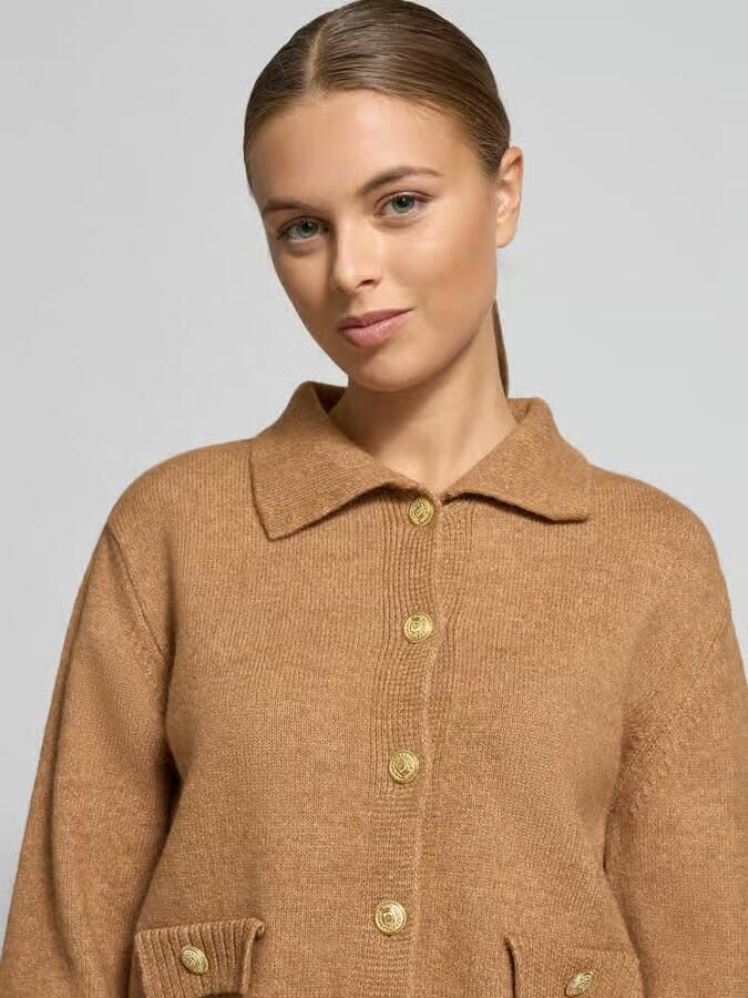 MORE & MORE Gebreid jack met platte kraag en knoopsluiting