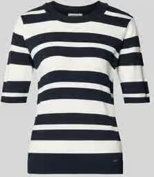 MORE & MORE Gebreid shirt met Ronde hals en Labeldetail