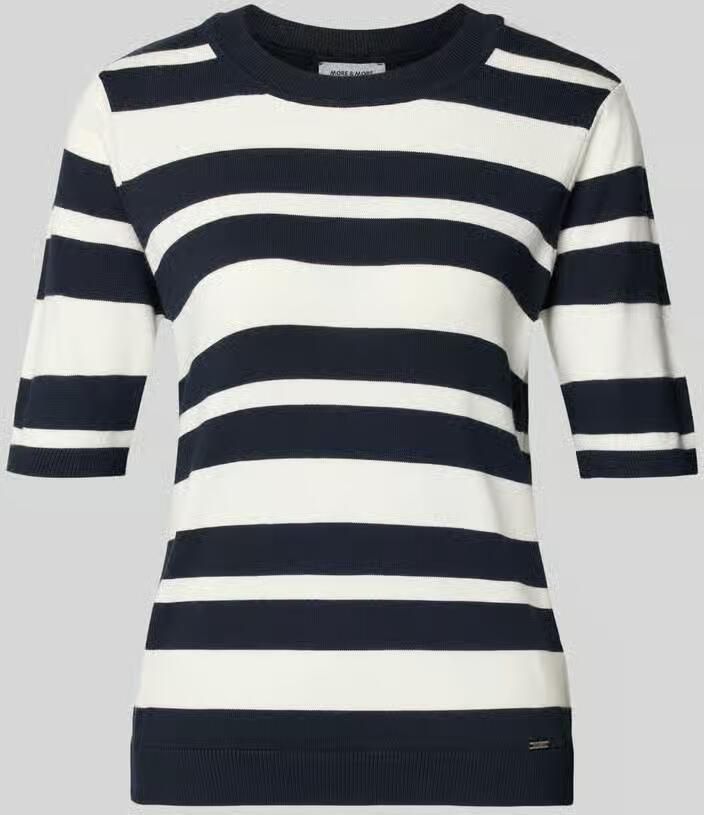 MORE & MORE Gebreid shirt met Ronde hals en Labeldetail