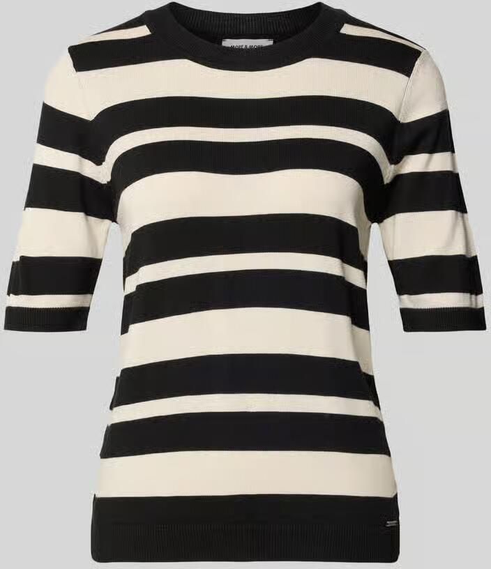 MORE & MORE Gebreid shirt met Ronde hals en Labeldetail