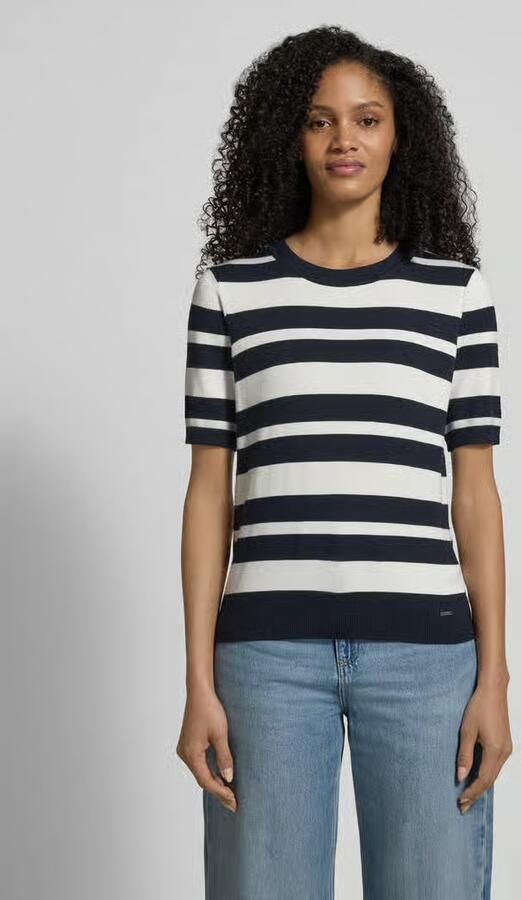 MORE & MORE Gebreid shirt met Ronde hals en Labeldetail - Foto 3