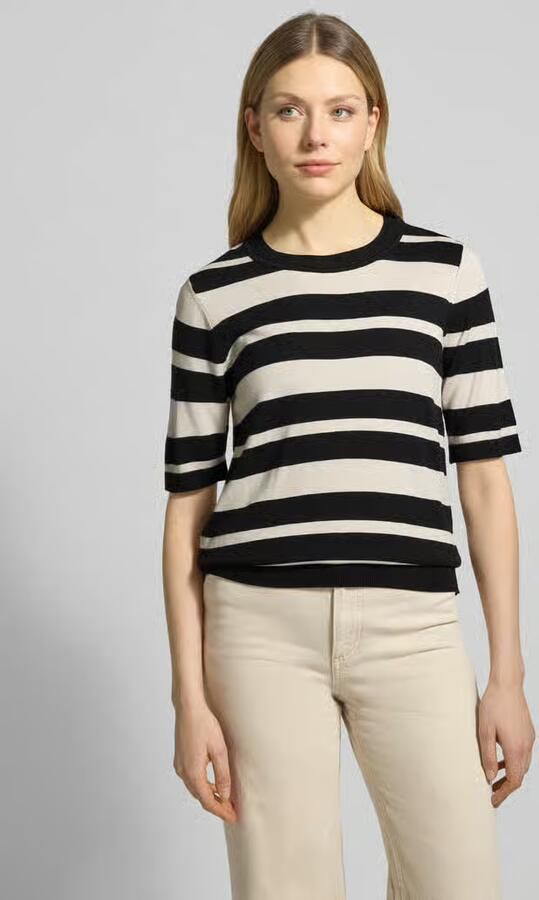MORE & MORE Gebreid shirt met Ronde hals en Labeldetail - Foto 2