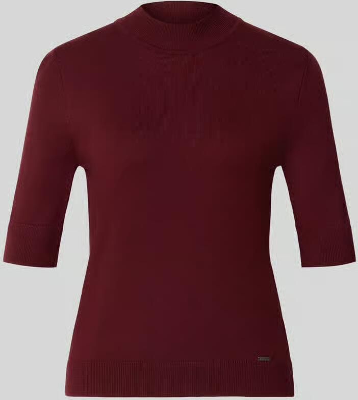 MORE & MORE Gebreid shirt van viscosemix met een geribde ronde hals