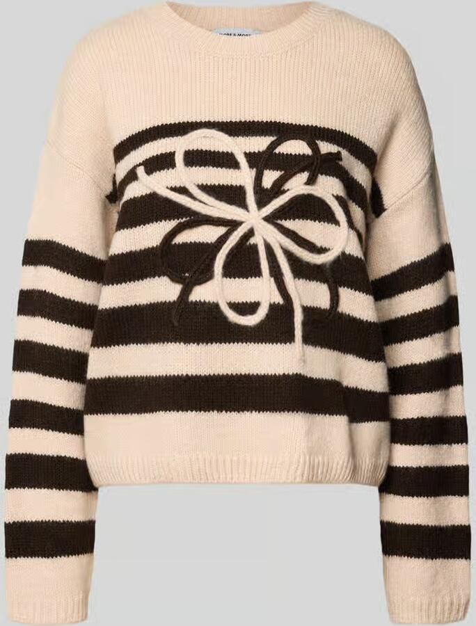 MORE & MORE Gebreide pullover in all-over look met ronde hals