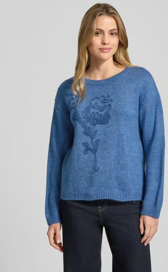 MORE & MORE Gebreide pullover met bloemenstitching - Foto 2