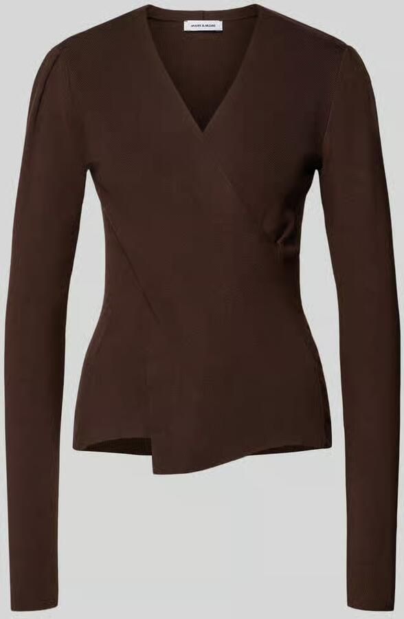 MORE & MORE Gebreide pullover van mix van viscose en elastaan in wikkellook