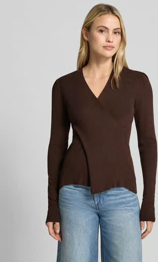 MORE & MORE Gebreide pullover van mix van viscose en elastaan in wikkellook - Foto 3