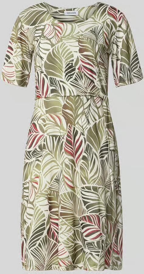 MORE & MORE Knie-lange jurk in all-over look met ronde hals