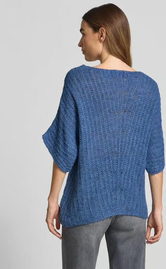 MORE & MORE Loose fit gebreide pullover met wol en 1 2-mouwen