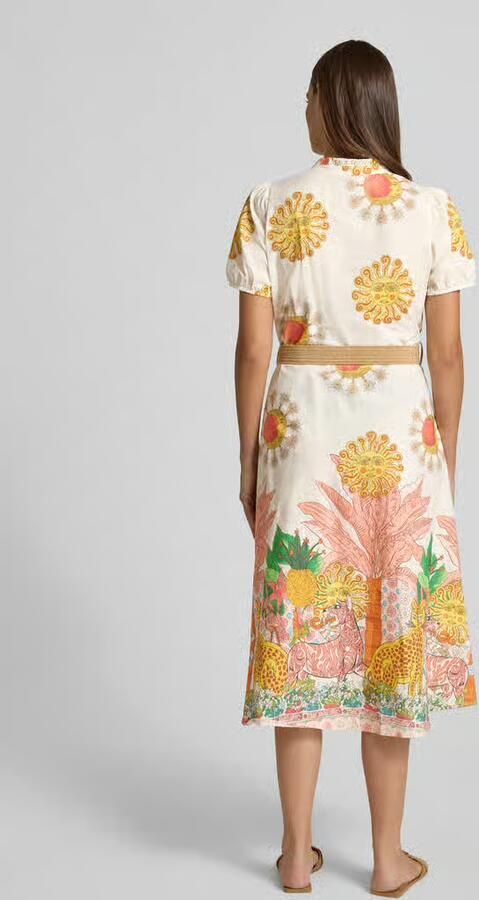 MORE & MORE midi-jurk in all-over look met riem