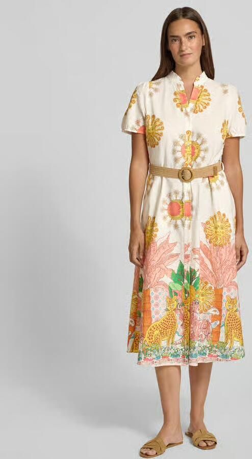MORE & MORE midi-jurk in all-over look met riem - Foto 3