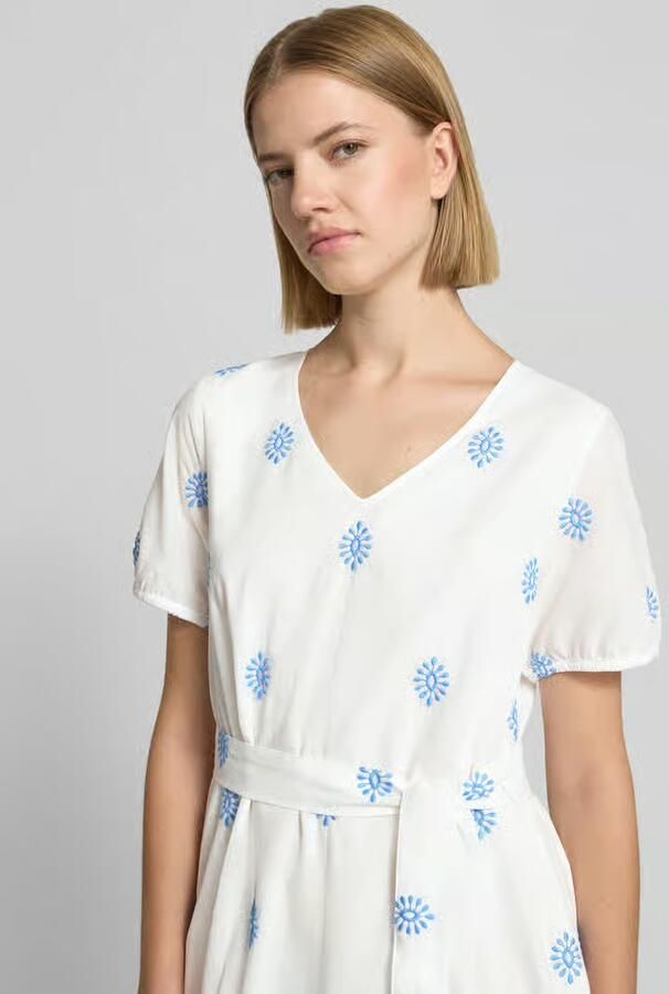 MORE & MORE midi-jurk met ajourwerk en strikceintuur