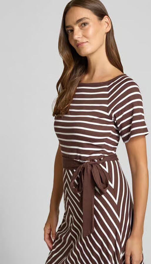 MORE & MORE midi-jurk met boothals en strikceintuur