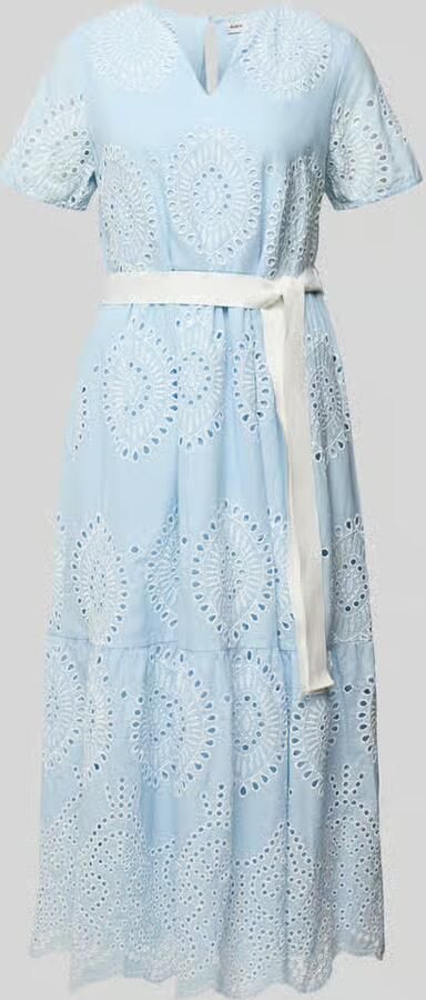 MORE & MORE midi-jurk met broderie en strikceintuur - Foto 2
