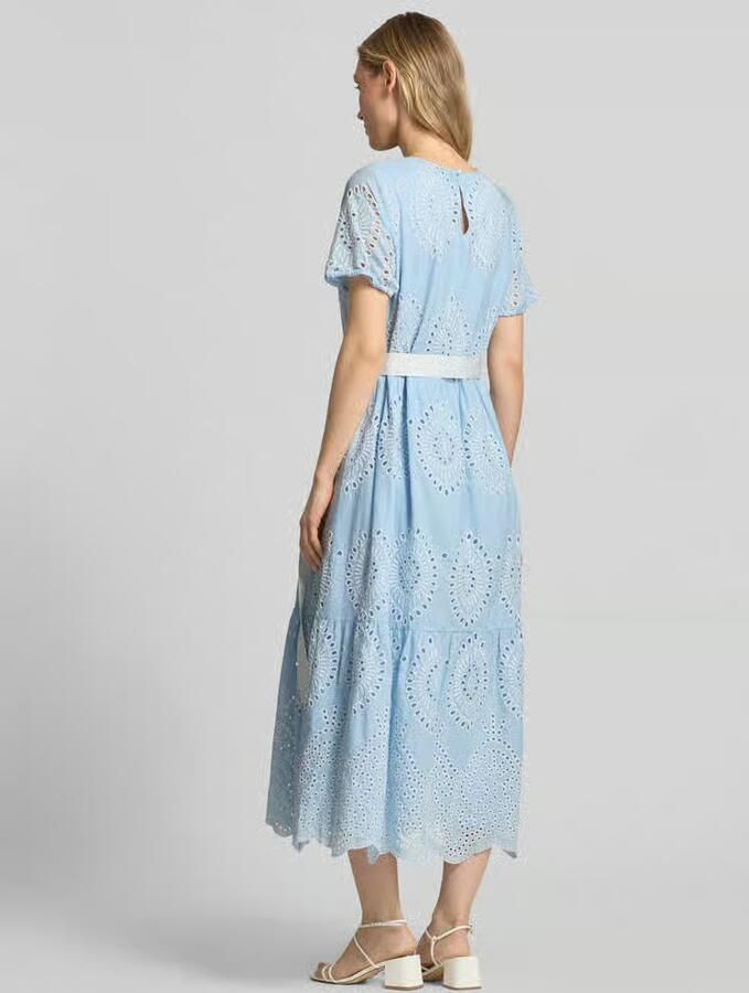 MORE & MORE midi-jurk met broderie en strikceintuur
