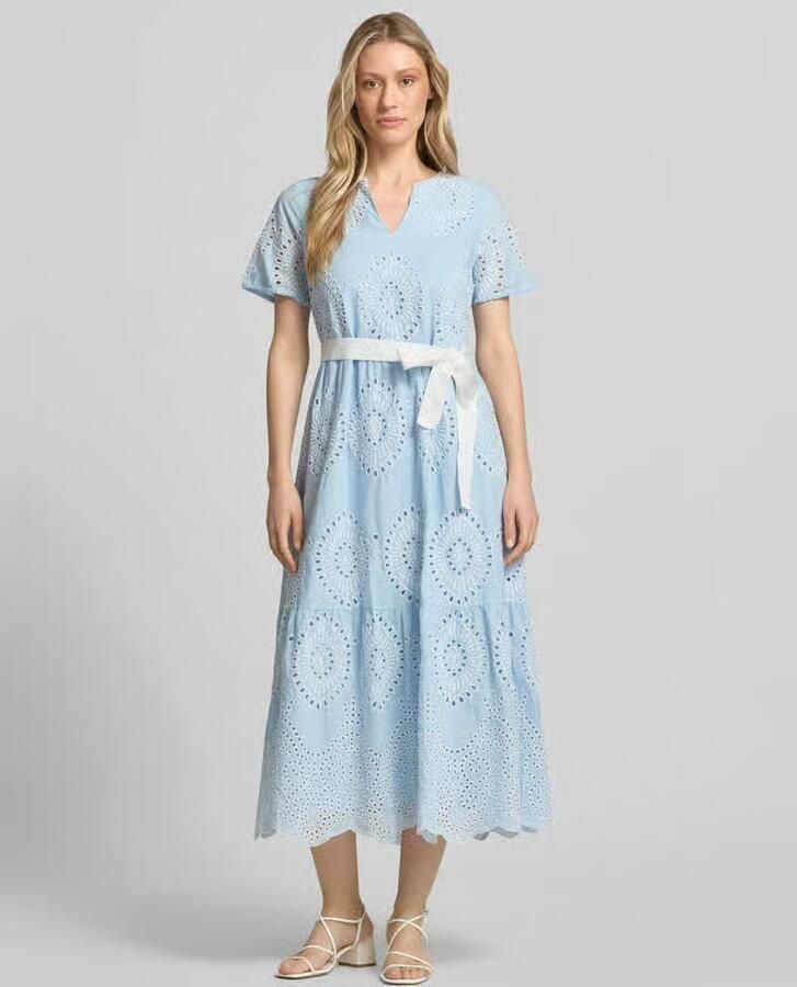 MORE & MORE midi-jurk met broderie en strikceintuur - Foto 2