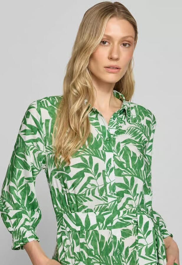 MORE & MORE Midi-jurk van pure viscose met platte kraag