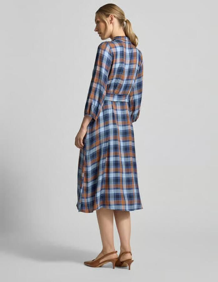 MORE & MORE Midi-jurk van pure viscose met platte kraag