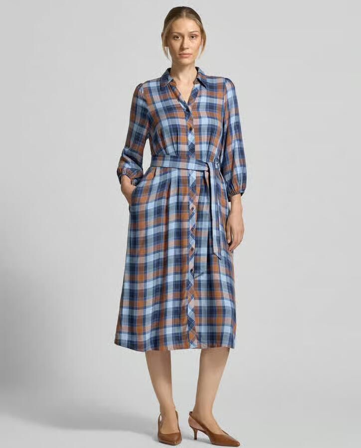 MORE & MORE Midi-jurk van pure viscose met platte kraag - Foto 2