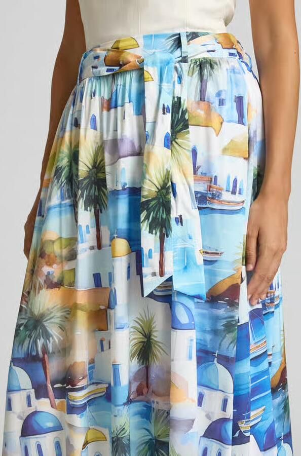 MORE & MORE Midirok van viscosemix met all-over motiefprint