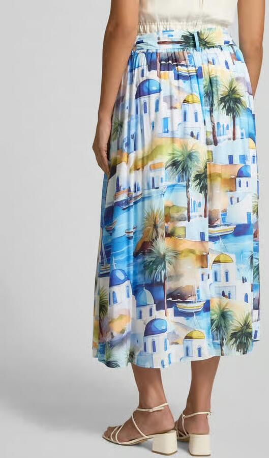 MORE & MORE Midirok van viscosemix met all-over motiefprint - Foto 3