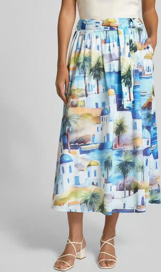 MORE & MORE Midirok van viscosemix met all-over motiefprint - Foto 2
