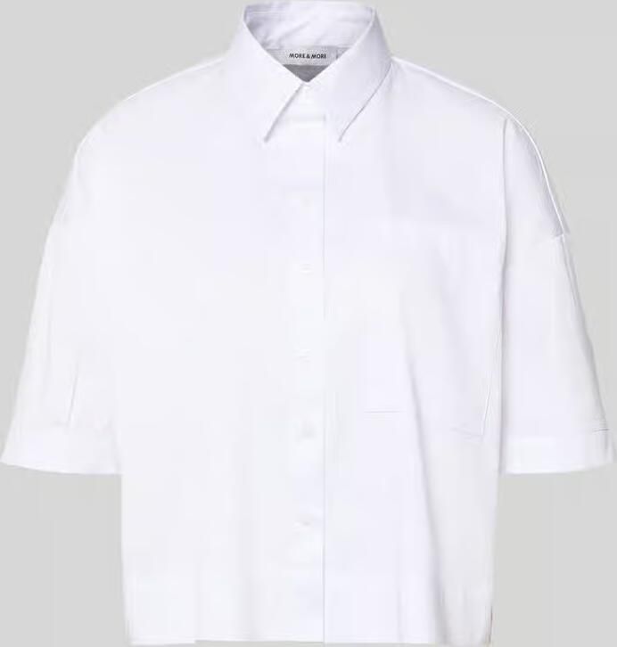 MORE & MORE overhemdblouse met borstzak en kentkraag