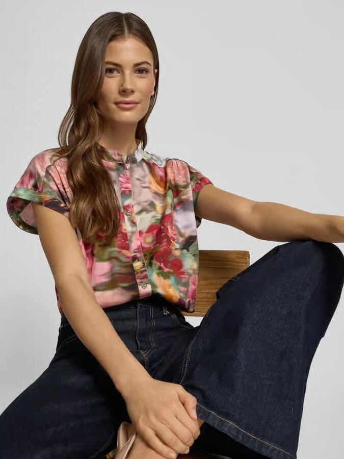MORE & MORE Overhemdblouse met opstaande kraag