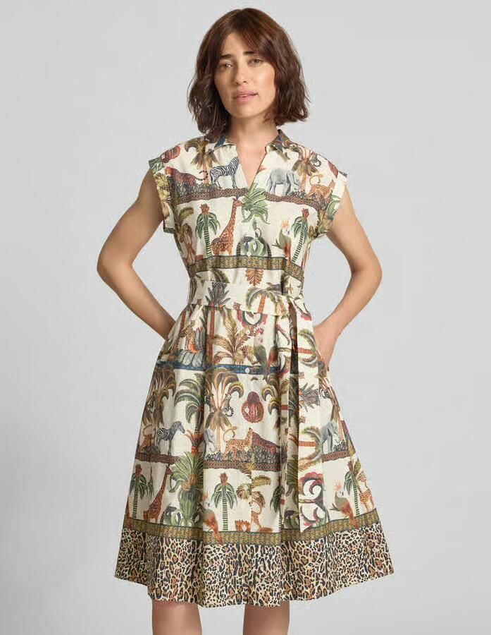 MORE & MORE Overhemdjurk in all-over look met strikceintuur - Foto 3