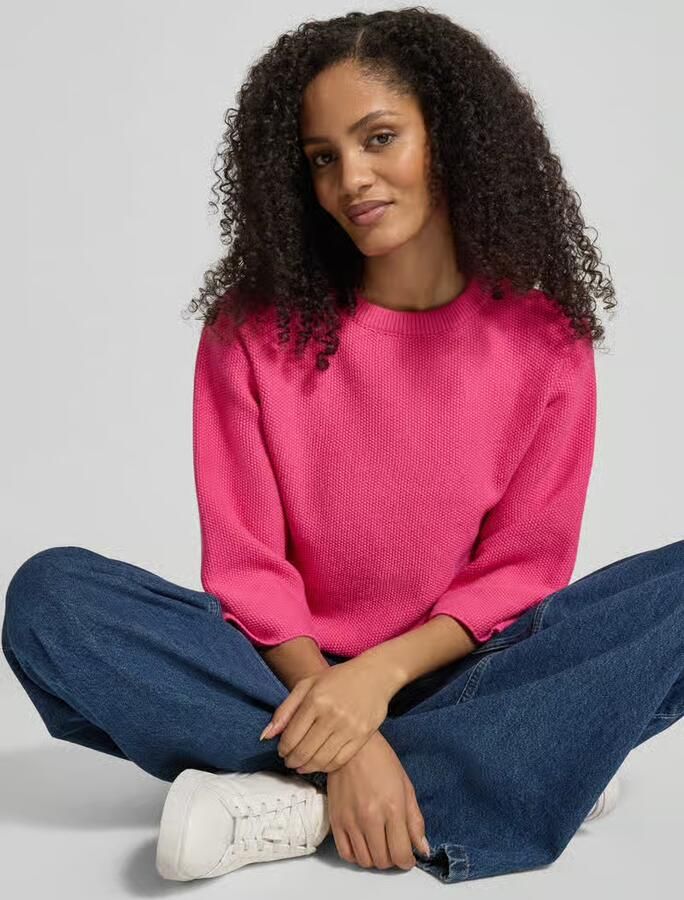 MORE & MORE Oversized gebreide pullover van viscosemix met opstaande kraag