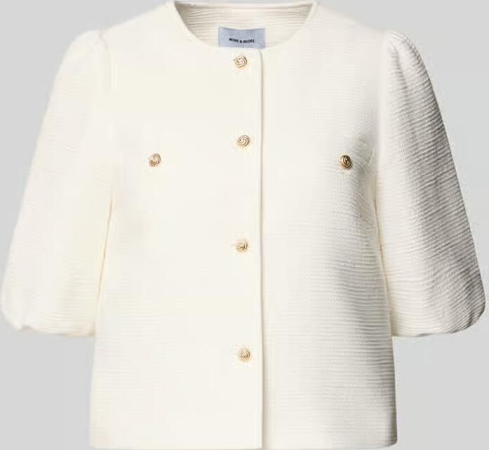 MORE & MORE regular fit blazer van viscosemix met pofmouwen - Foto 4