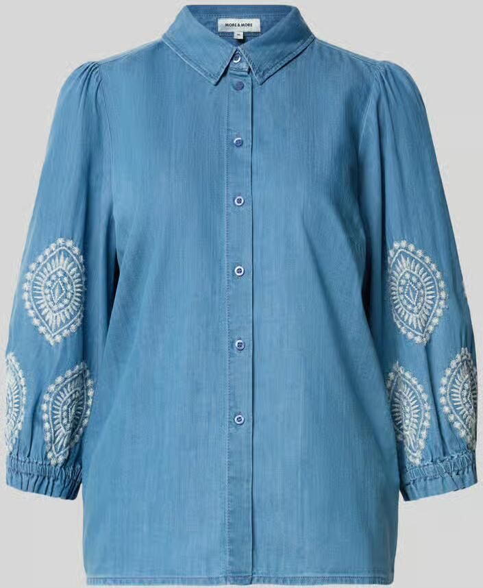 MORE & MORE regular fit blouse in denimlook met stitchings