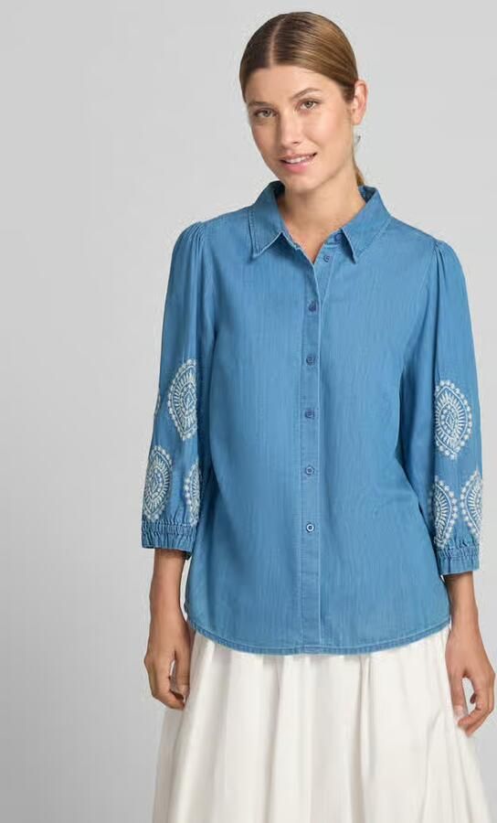 MORE & MORE regular fit blouse in denimlook met stitchings - Foto 2
