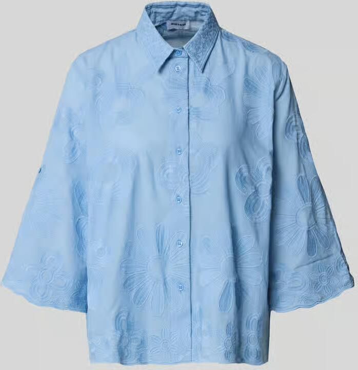 MORE & MORE Regular fit blouse met stitchings en 3 4-mouw - Foto 2