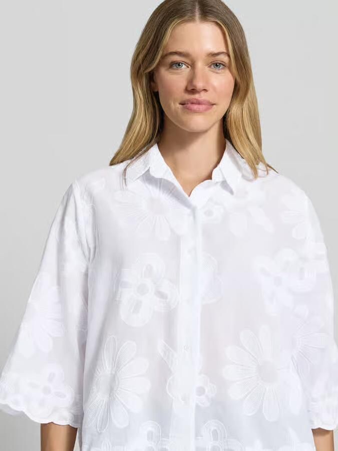 MORE & MORE Regular fit blouse met stitchings en 3 4-mouw