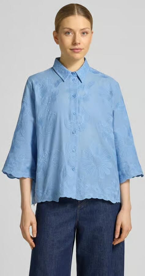 MORE & MORE Regular fit blouse met stitchings en 3 4-mouw - Foto 3