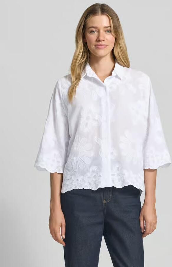 MORE & MORE Regular fit blouse met stitchings en 3 4-mouw - Foto 3