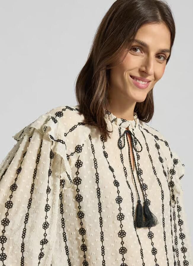 MORE & MORE regular fit blouse met stitchings