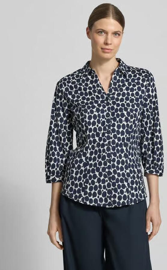 MORE & MORE Regular fit blouse met V-hals en 3 4-mouwen - Foto 4