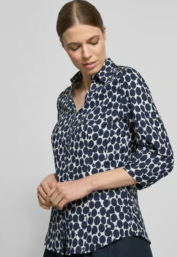 MORE & MORE Regular fit blouse met V-hals en 3 4-mouwen - Foto 3