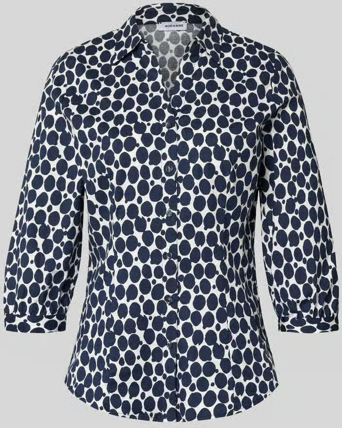 MORE & MORE Regular fit blouse met V-hals en 3 4-mouwen - Foto 2